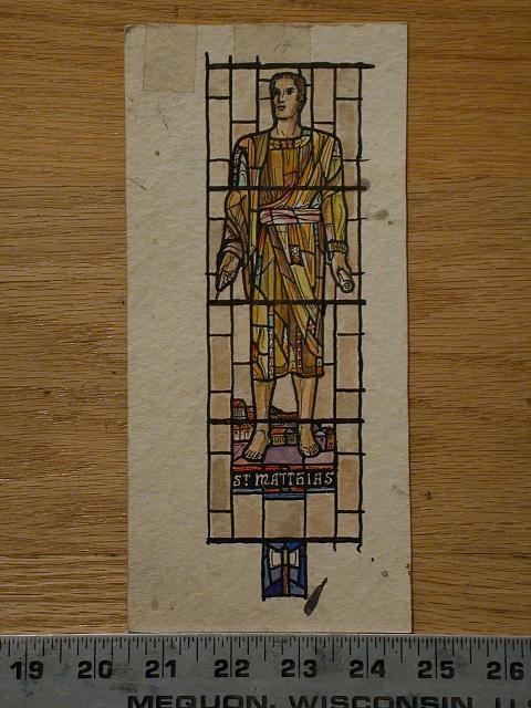 [Design drawing for stained glass window showing St....