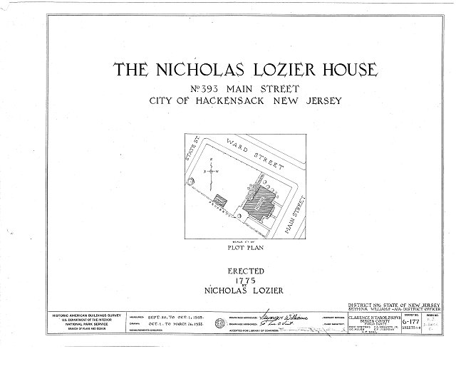 HABS NJ,2-HACK,5- (sheet 0 of 9) - Nicholas Lozier House,...