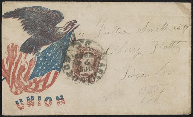 [Civil War envelope showing eagle atop shield with...