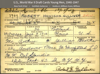 Robert Howison Gulliver--U.S., World War II Draft Cards Young Men, 1940-1947
