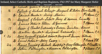 Mary Margaret (Hehir)O'Mahony--Ireland, Select Catholic Birth and Baptism Registers, 1763-1917(20 Mar 1892)
