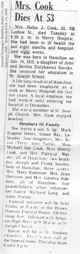Helen J (Sositko) Cook's obituary