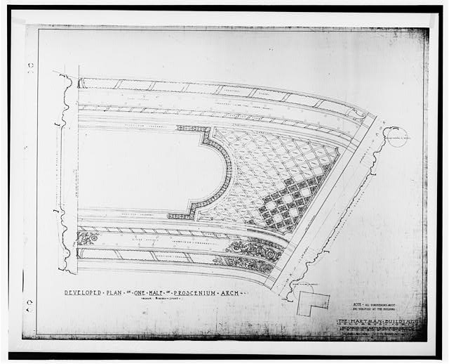 46. Developed plan of one half of proscenium arch -...