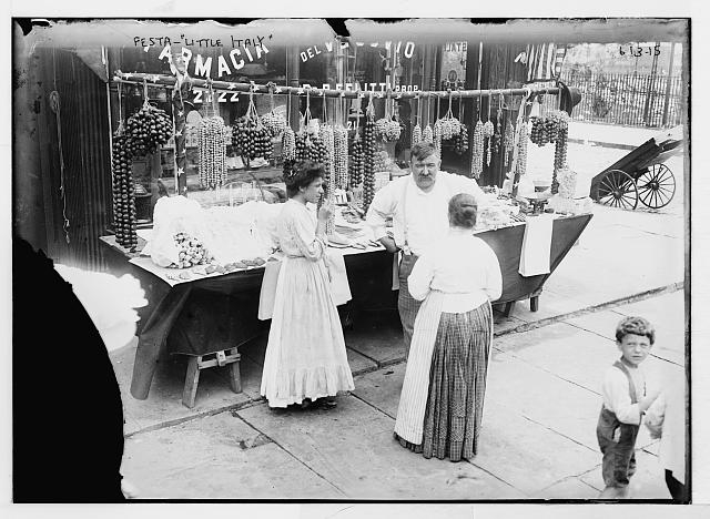 Little Italy - vendor with wares displayed, New York