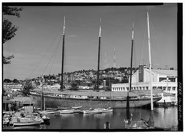 1. Port profile of vessel at berth - Schooner WAWONA,...