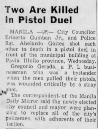 Two Are Killed In Pistol Duel