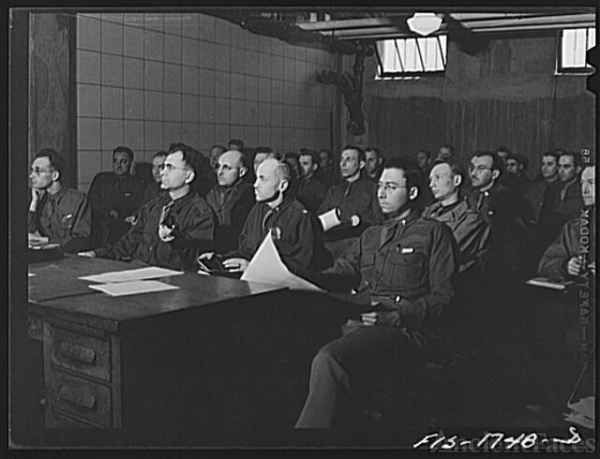 A class in map reading at the U.S. Army chaplain school....