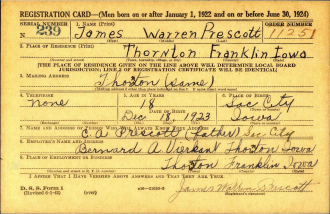 James Prescott - WWII Draft Registration Card