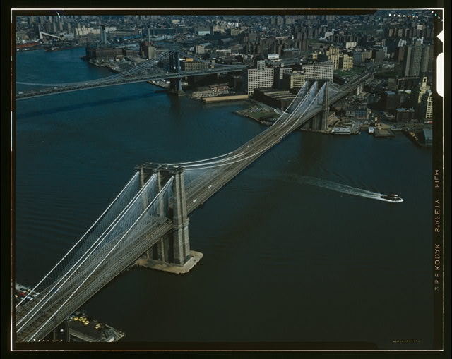 VIEW LOOKING EAST TOWARDS BROOKLYN - Brooklyn Bridge,...
