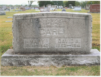 The Tombstone of David Arthur Carl (1852-1941) and His Wife, Mary B. (Williams) (1861-1942) in Dade Co, MO