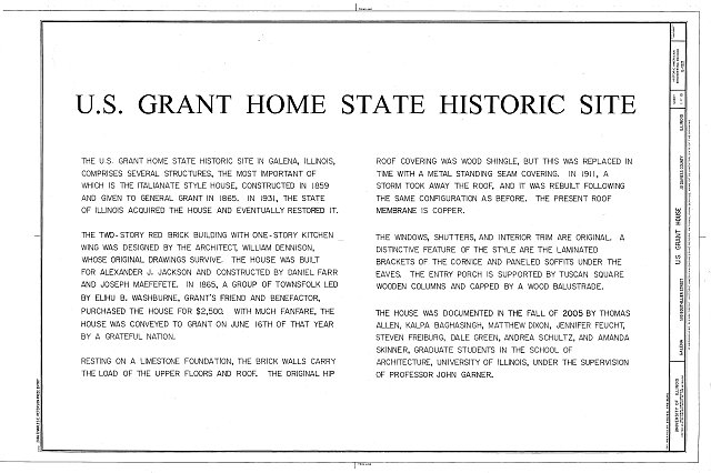 Statement of Significance - U.S. Grant House, Bouthillier...