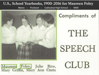 Maureen E Foley-Hester--U.S., School Yearbooks, 1900-2016(1968) Speech Club