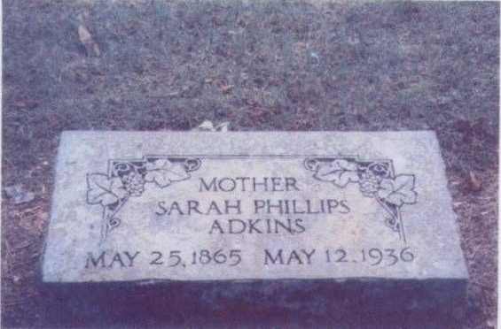 Sarah Phillips Adkins Gravestone