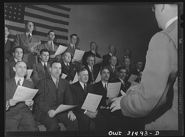 Oswego, New York. Oswego Rotary Club chorus rehearsing...
