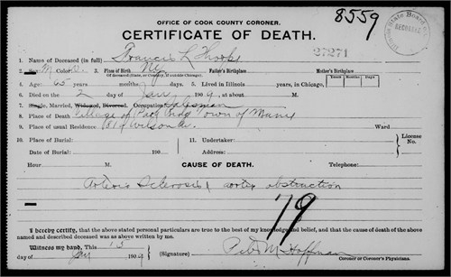 Francis Lewis Thorpe death certificate