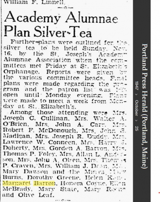Margaret Theresa Barron--Portland Press Herald(25 Oct 1947)