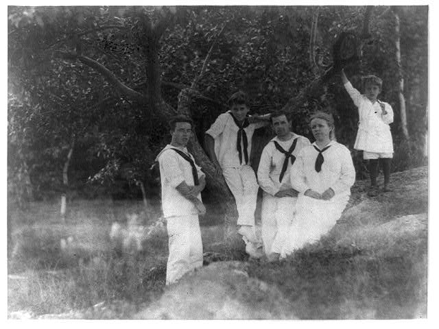[White family portrait (5 figures, 4 in sailor suits)]