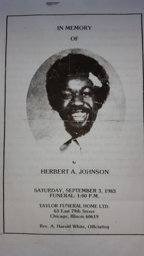Herbert Johnson funeral card