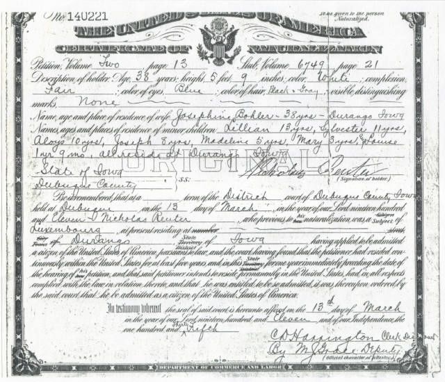 Naturalization Certificate