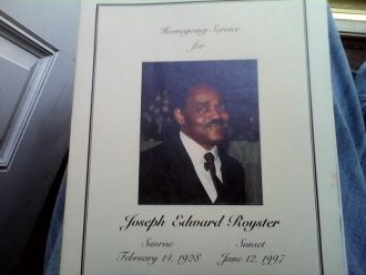 Joseph Edward Royster Funeral Program