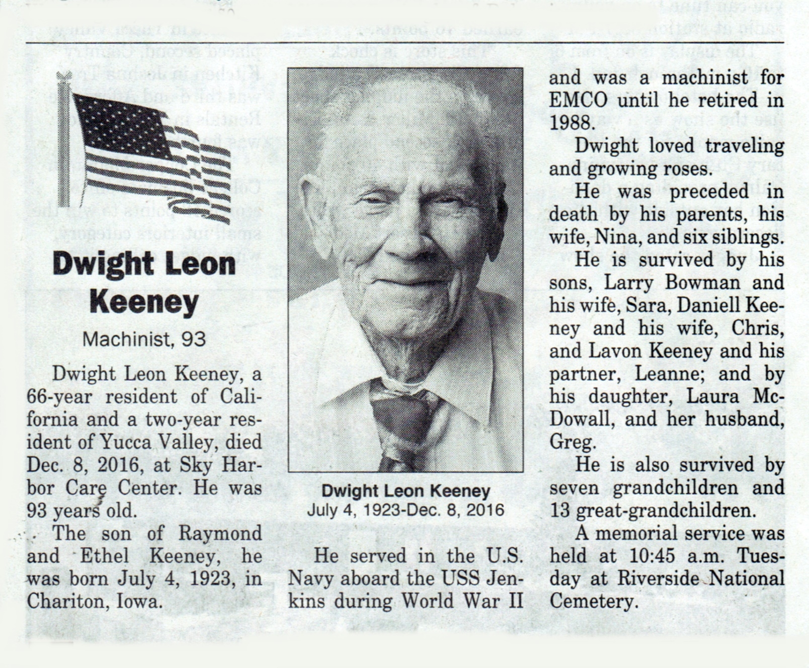 Dwight L. Keeney Obituary