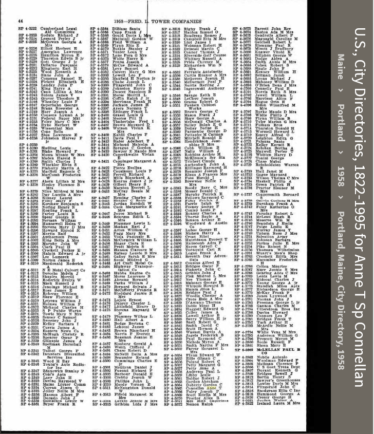 Anne Theresa Connellan--U.S., City Directories, 1822-1995(1958)
