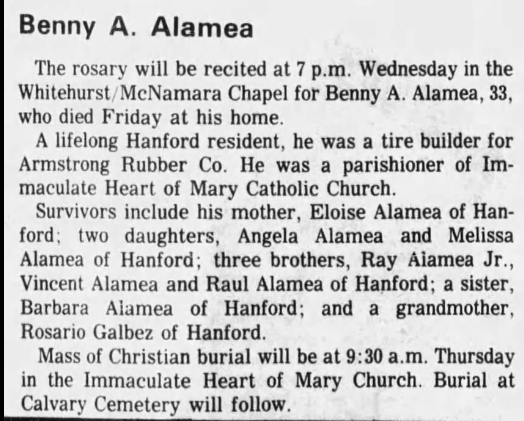 Benny Alamea Obituary 