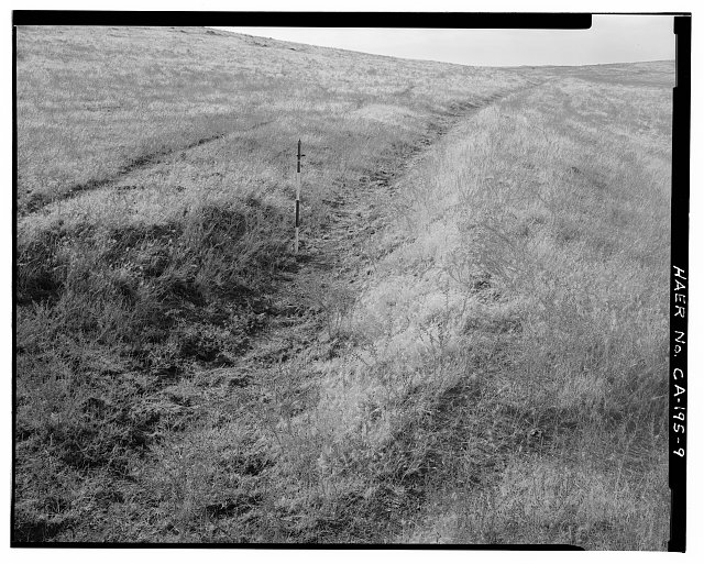 9. DETAIL OF DITCH WITH VERTICAL SCALE; VIEW TO SOUTH. -...