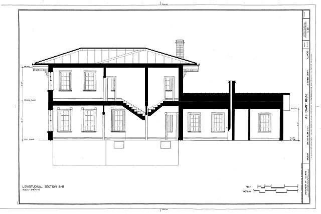 Longitudinal Section B-B - U.S. Grant House, Bouthillier...