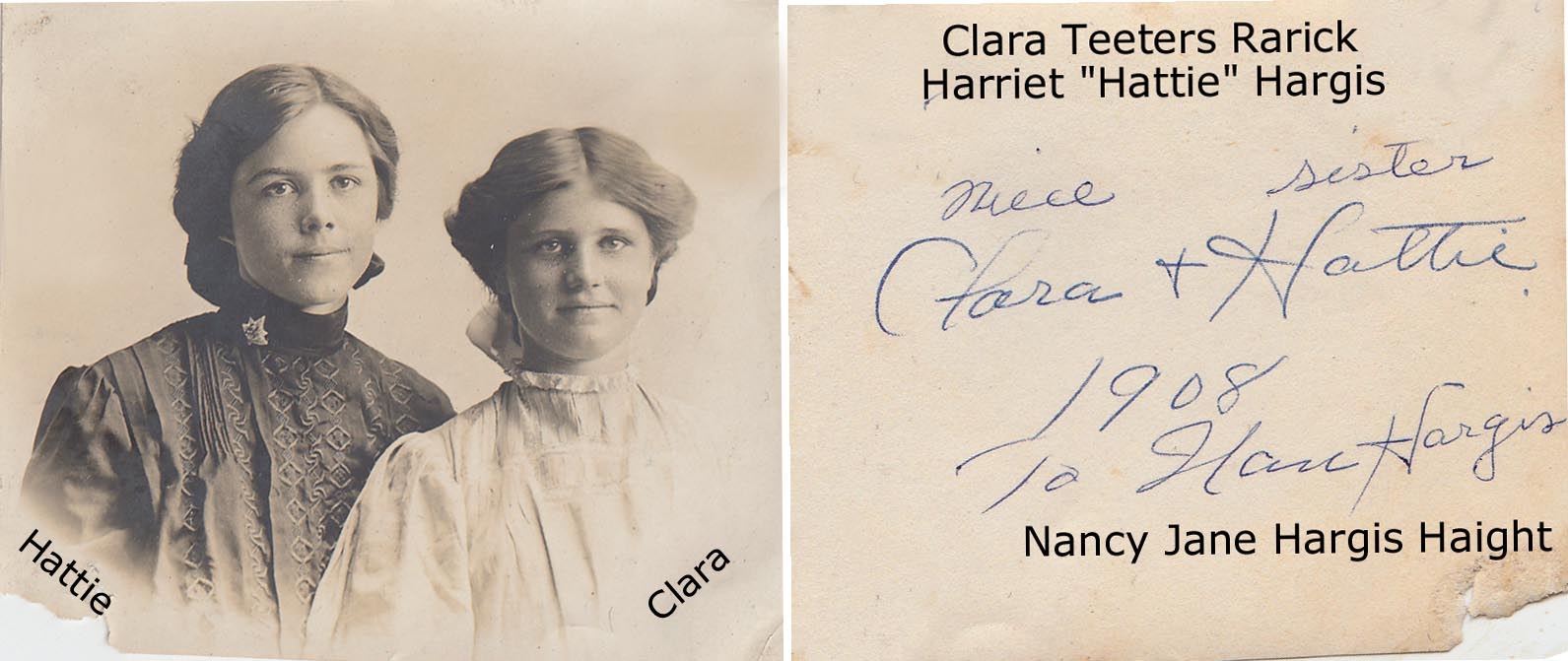 Harriet "Hattie" Hargis  and  Clara Teeters