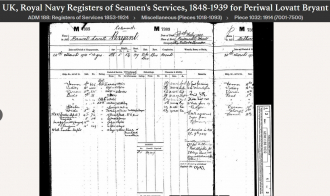 Percival Lovatt “Percy” Bryant--UK, Royal Navy Registers of Seamen's Services, 1848-1939 a