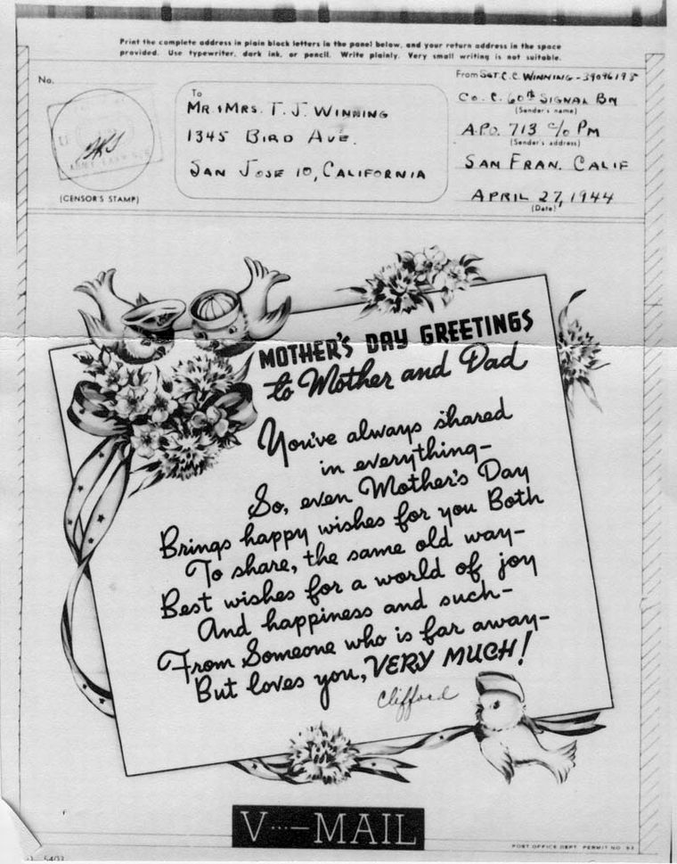 Clifford Condley Winning Letter (1) WWII
