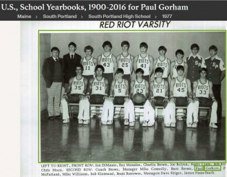 Paul K Gorham-- U.S., School Yearbooks, 1900-2016(1977)basketball -red riot varsity