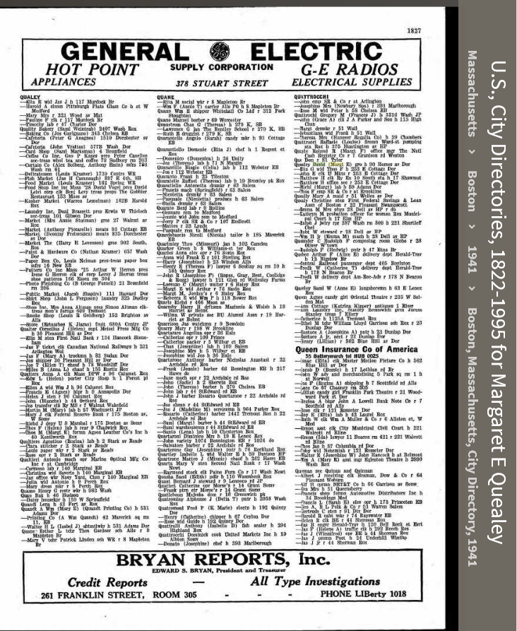 Margaret E. (Hehir) Quealey--U.S., City Directories, 1822-1995(1941)
