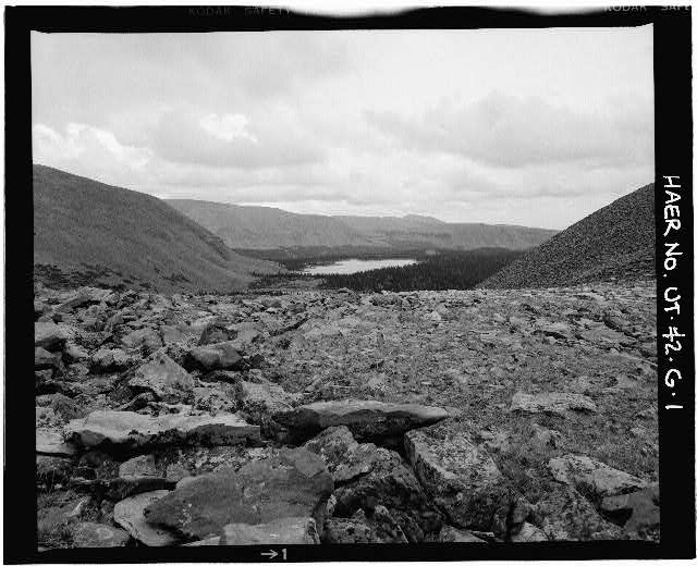 1. OVERALL VIEW OF LAKE FROM BLUEBELL PASS, LOOKING EAST...