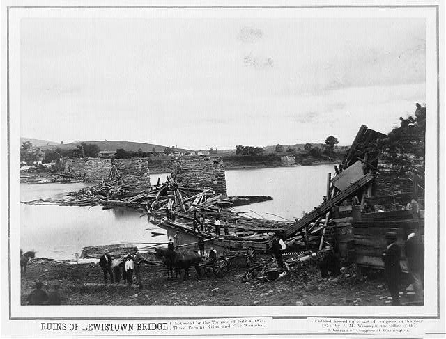 The Lewistown bridge, destroyed by the Tornado of July 4,...