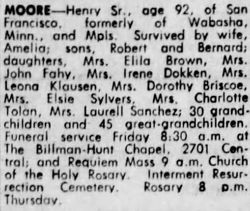 Henry D Moore Obituary