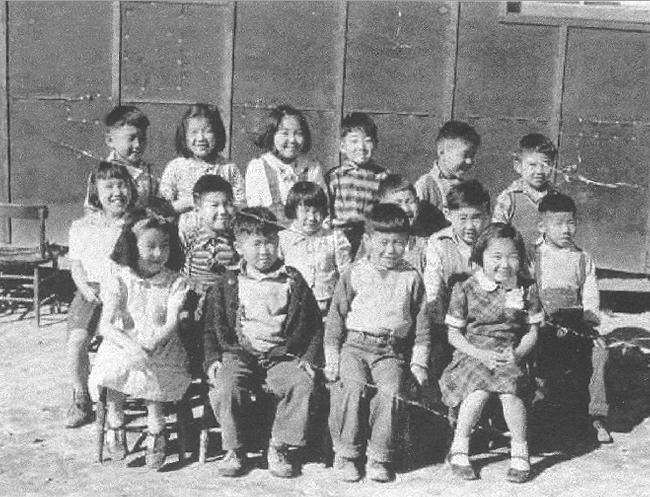 first grade students at war relocation center