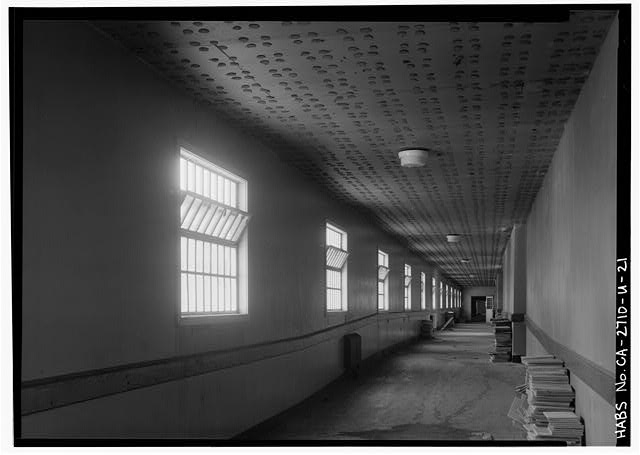 Second floor north-south corridor above arcade, looking...