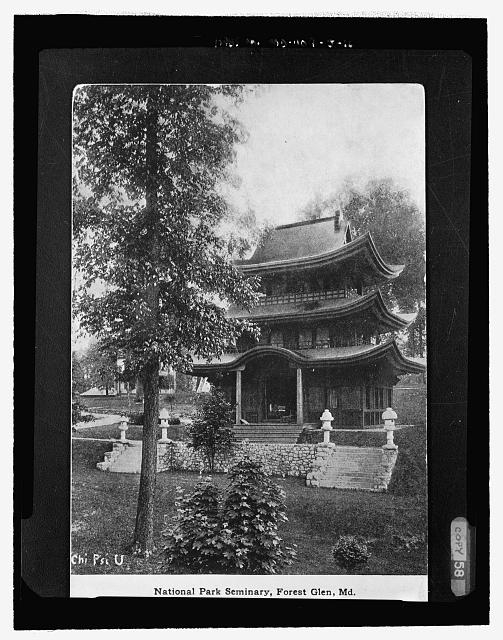 Copy image of historic postcard to show pagoda (NPS...