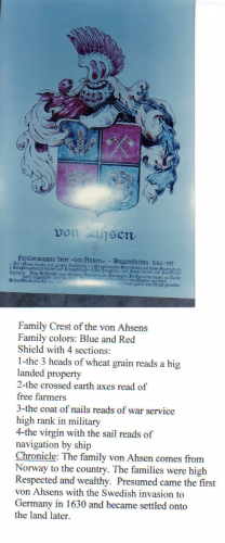 von Ahsen family coat of arms