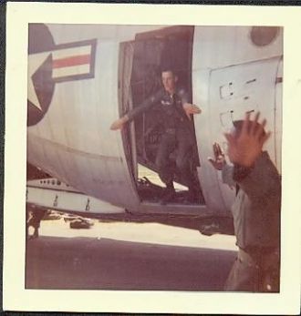 Pfc "Long" John Shewell in Aircraft Door