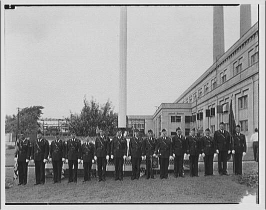 Potomac Electric Power Co. Benning plant. Flag raising...