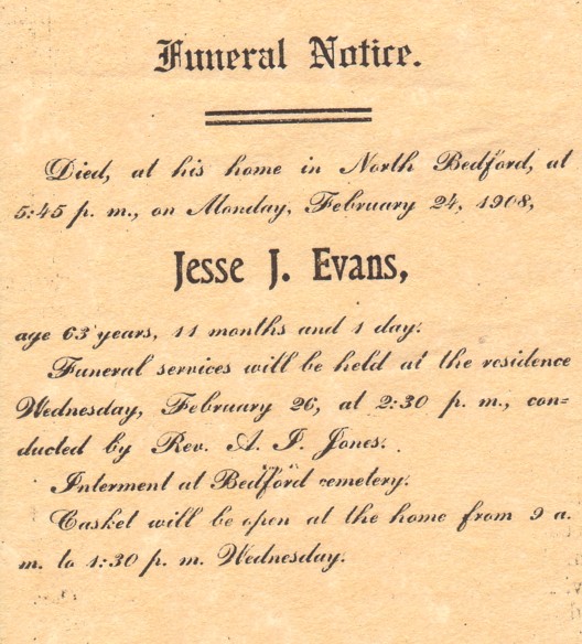 Jesse Joshua Evans Funeral Notice