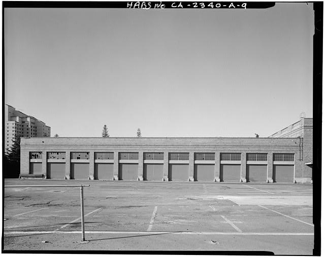 View of loading dock portion of Railway Express Building,...