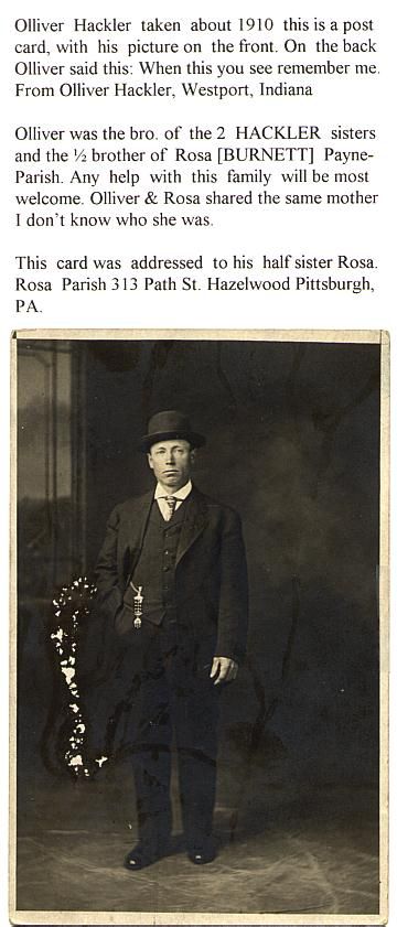 Olliver Hackler, Indiana 1910