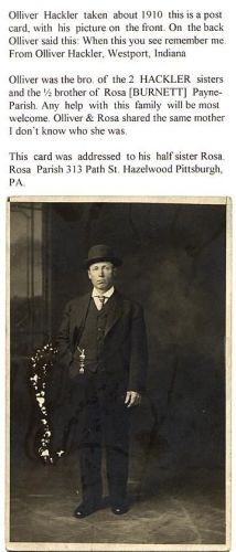 Olliver Hackler, Indiana 1910