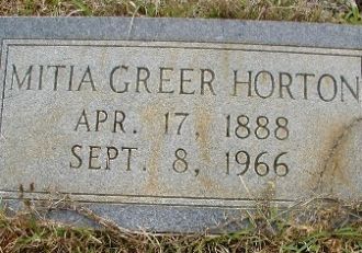 Mitia Greer Horton gravestone