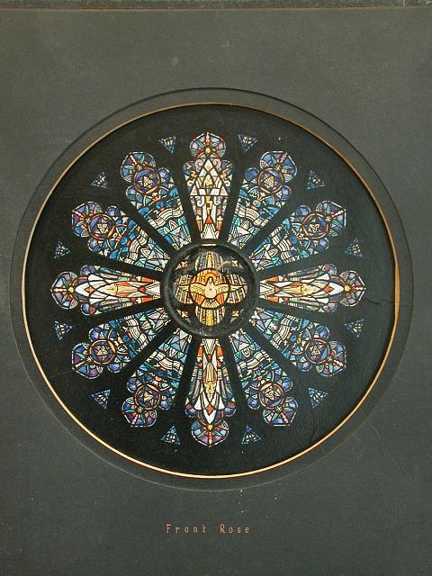 [Design drawing for stained glass Front Rose window with...