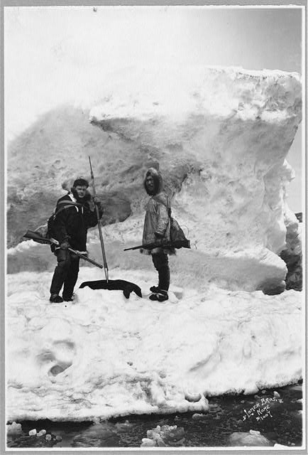 Eskimo with another man in winter scene